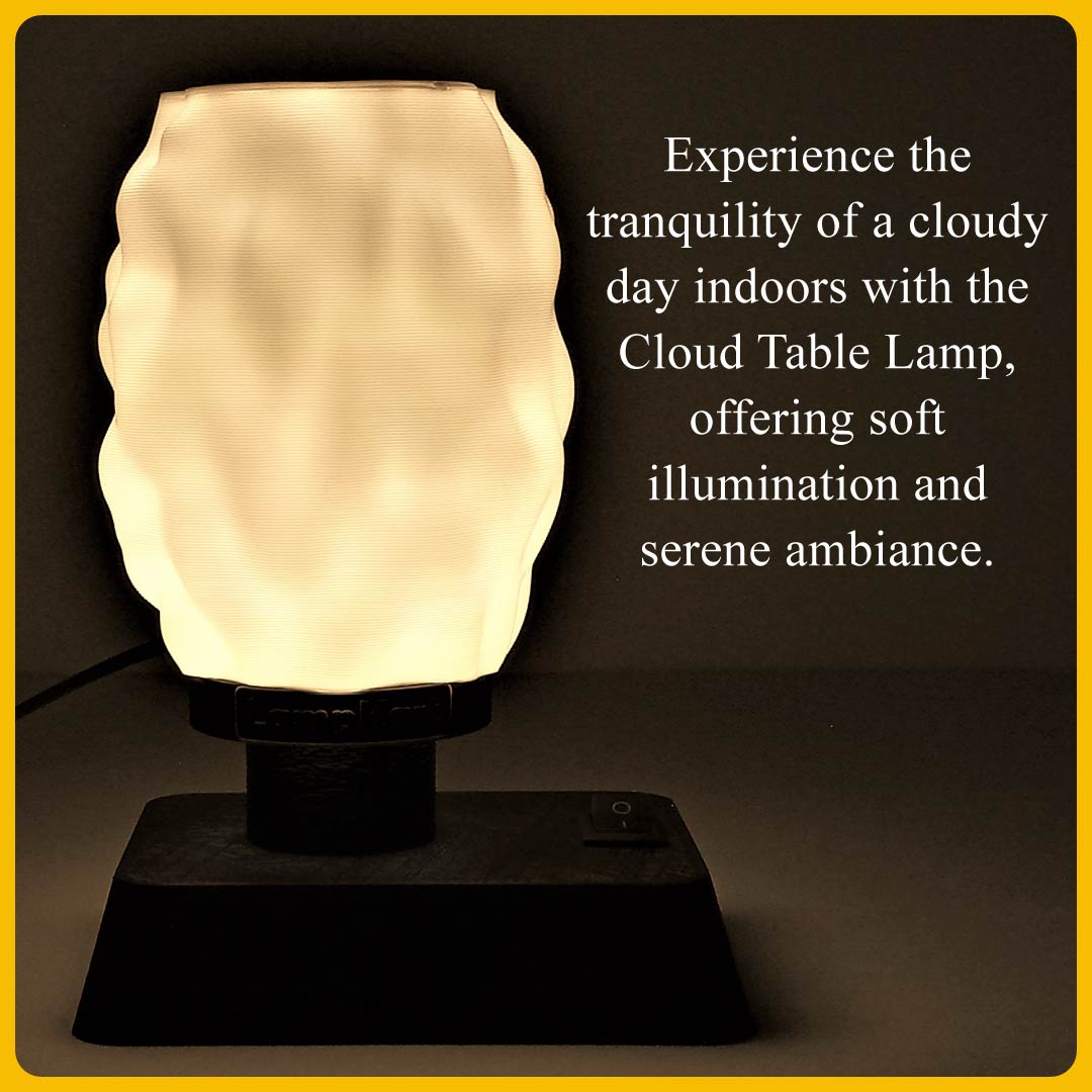 Cloud TableLamp in warm white color - front view front view of cloud tablelamp glowing in warm white light offering soft illumination and serene ambience.